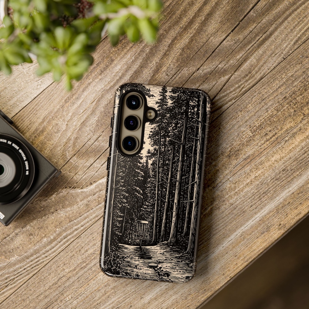 Samsung Galaxy Tough Phone Case: Line Through the Pines (Black)