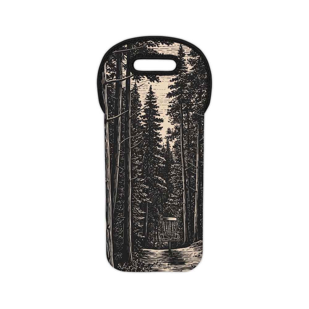Wine Tote Bag: Line Through the Pines (Black)
