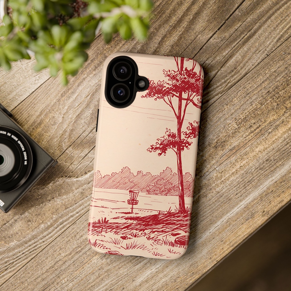 iPhone Tough Case: Grassy Field (Cherry Red)