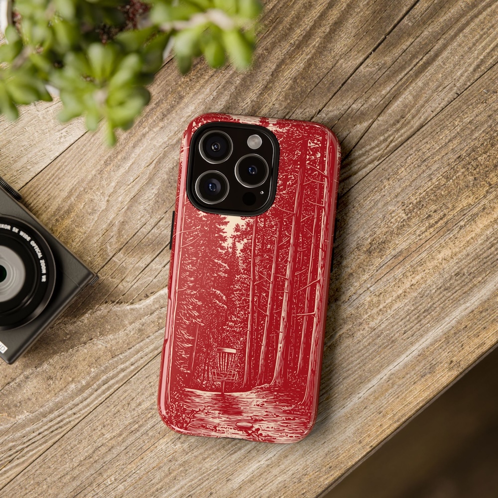 iPhone Tough Case: The Line Through Pines (Cherry Red)